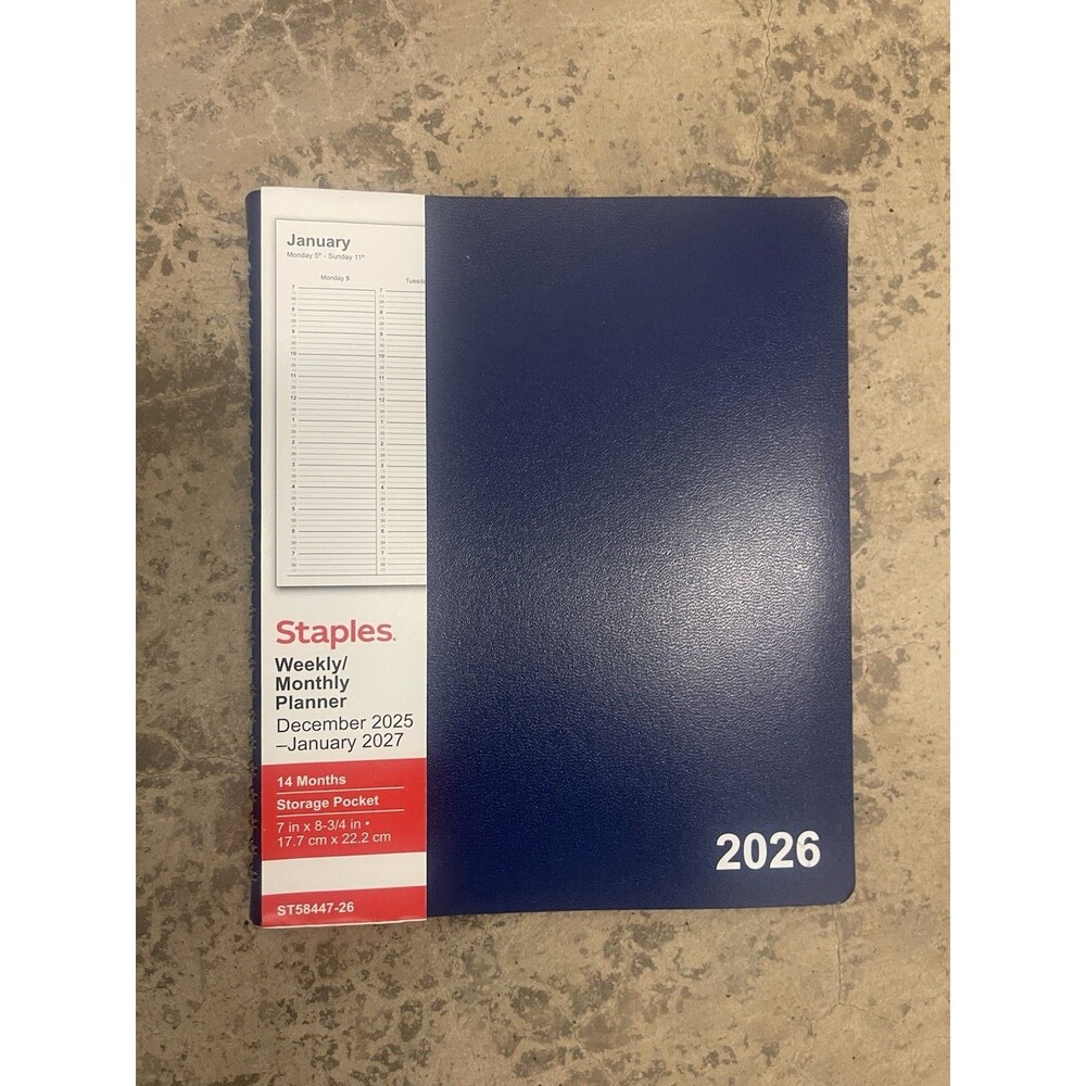 2026 Staples Weekly Monthly Planner Dec 2025 - Jan 2027 ST58447-26 New.